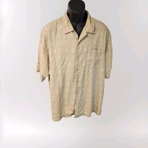 Tommy Bahama Men's Size XL Beige 100% Silk Casino Roll the Dice Button Up Shirt